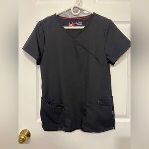 Urbane Ultimate Black Crossover V-Neck Scrub Top